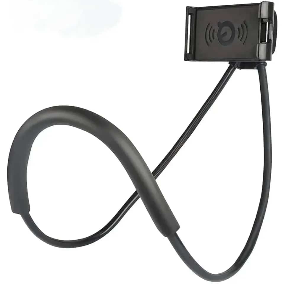 Cell Phone Stand Hanging on Neck Upgraded, Juerly Hands-Free Mobile Phone Holder Clip on Bed/Table 360¡ã Rotation iPhone Tablet Mount Bracket, 27.6”/70 cm Length for 4.7”-7.6” Screen Brand	Rhymad DZHJKIO Colour	black Form Factor	Ring Compatible Devices	Sm