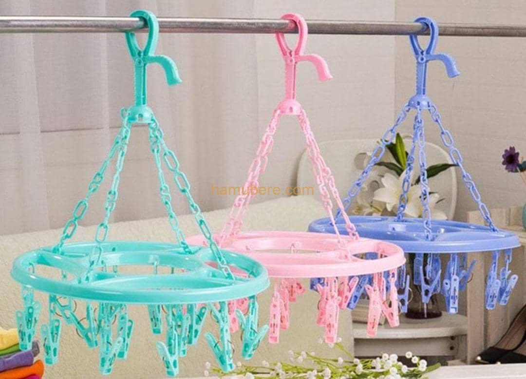 Hangers Round Drying Rack Clothes Hanger Folding Laundry Hanger Underwear Thickening Round Shape Hanger Organizer Plastic 18 Pins Airer Hanger Great for hang and air-dry towel, underwear, scarf, panties, bras, shirt, tie, hat, socks, masks, handkerchief, 
