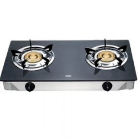 Mika Gas Stove, Table Top, Glass Top, Double Burner, Black