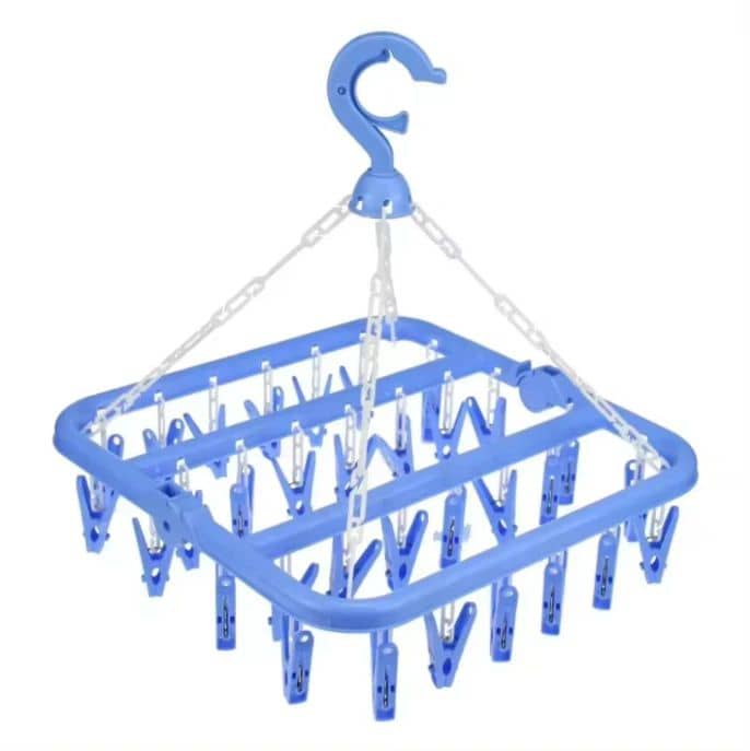 Foldable Clip and Drip Children’ s UnderSocks Drying Rack Laundry Premium Drying Hanger Rack with 32 Clips (Random Color (Color : Blue)
