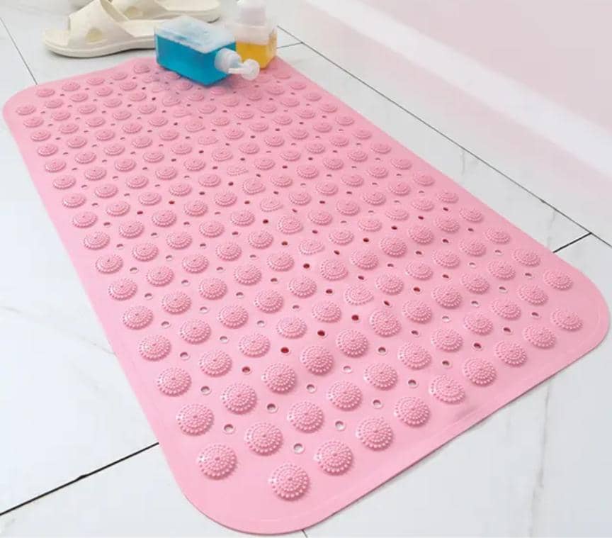 YNAHWT Bath Mats, Square Shower Mats, Non Slip Shower Mat for Inside Shower Floor Mat Bath Mat with Suction Cup and Drain Holes Foot Massage Cushion,Pink,88*58cm
