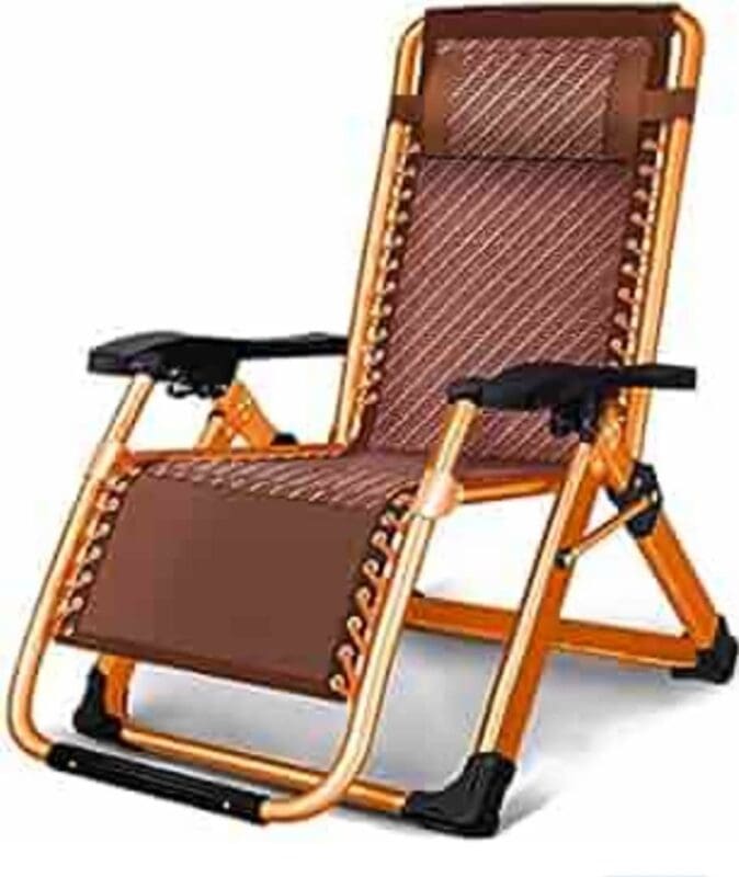Reclining Chairs Garden Sun Lounger Textoline Beach Chairs Outdoor Patio Siesta Chair Folding Camping 150KG Capacity (Color : Without cushion)