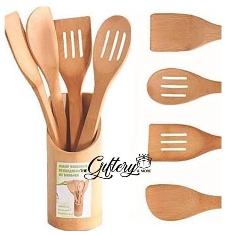 Sky Garden 4pcs Bamboo Wooden Cooking Serving Spoons