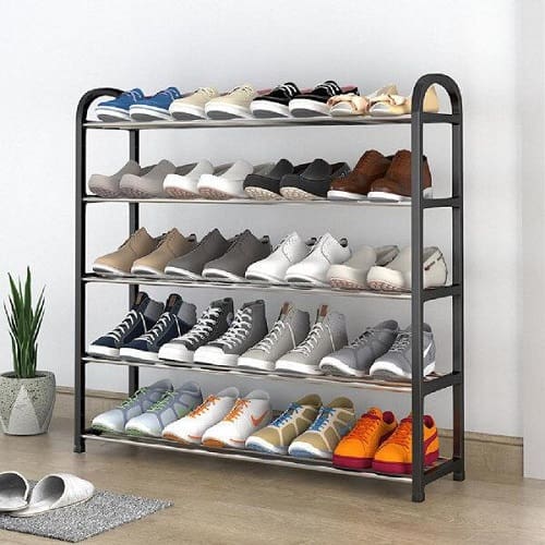 New 4 Tier Transitional Black Shoe Rack