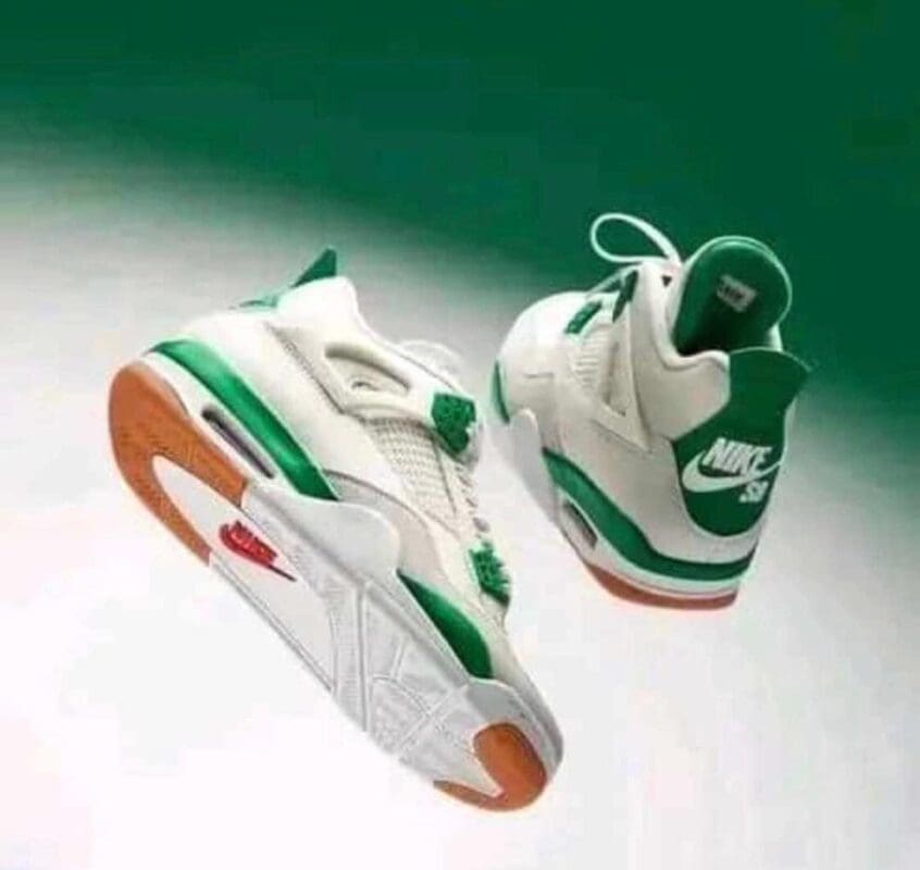 White and Green Jordan 4 Shoes