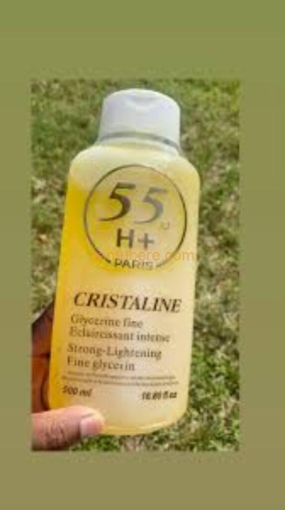 55H Cristaline Strong Lightening Glycerin Great to Prevent Dry Skin Size	Regular Main Purpose	Dark Spots, Discoloration, Melasma/Hyperpigmentation, Scars/Marks Type	Daily Use MPN	55h glycerin Body Area	Arms, Chest, Feet, Full Body, Hands, Legs, Neck Ingre