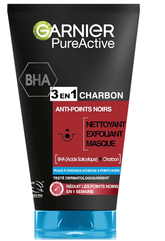 Garnier Pure Active – 3 In 1 Cleanser – Cleanser, Exfoliator, Mask – Reduces Blackheads & Prevents Their Appearance – BHA & Charcoal – Vegan & Cruelty Free – Combination to Oily Skin – 150 ml
