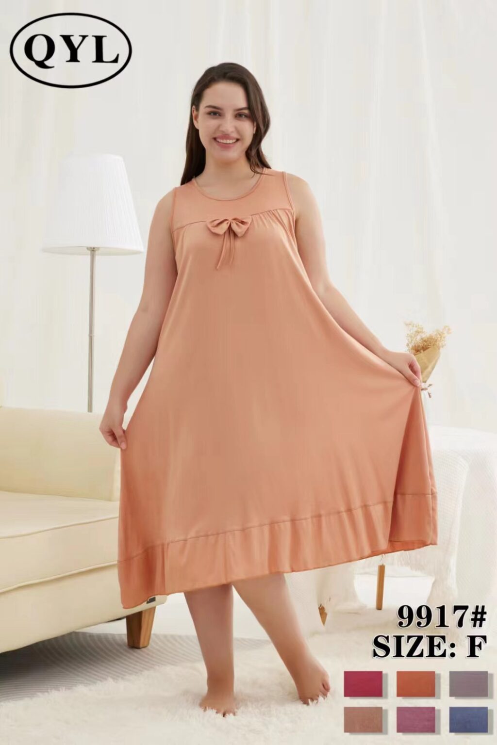 Nanxson Womens Cotton Nightgown Sleepwear Sleeveless Sleep Dress V Neck Lace Nightwear Plus Size Loungewear