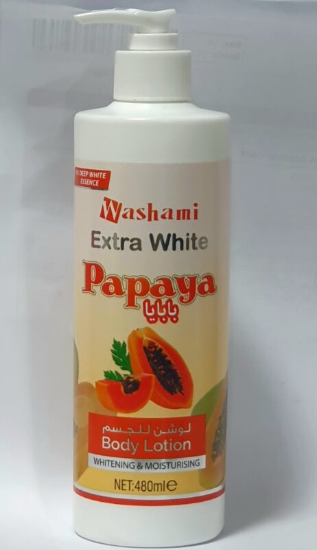 Washami Extra White Papaya (480ml) aya mavuta akozwe mwi papayi aroroshya akanakesha uruhu
