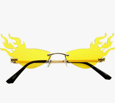 zeroUV Flaming Fire Color Tinted Lens Oval Rimless Flames Sunglasses