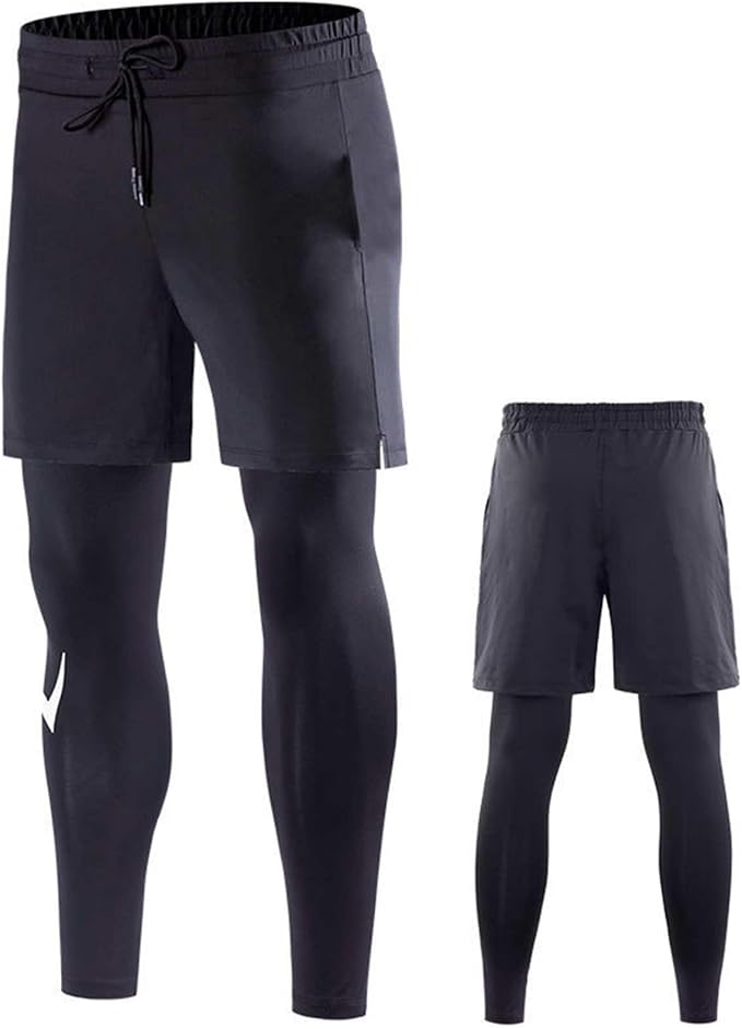 Men’s Fall and Winter Solid Color Elastic Quick Drying Leggings Sweat Pants Basketball Leggings Fitness Pants