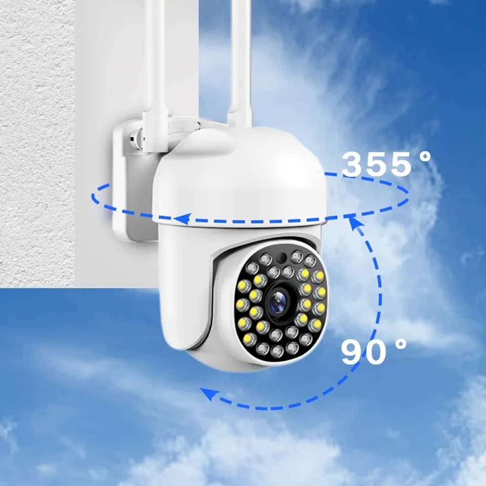 Wireless Home Security Camera, Night Vision Waterproof Camera with HD Pan-Tilt and Dual Light, Remote Monitor via WiFi – A13