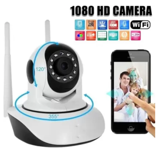 Wi-Fi 1080p Indoor Security Camera 360° HD CCTV Home Office