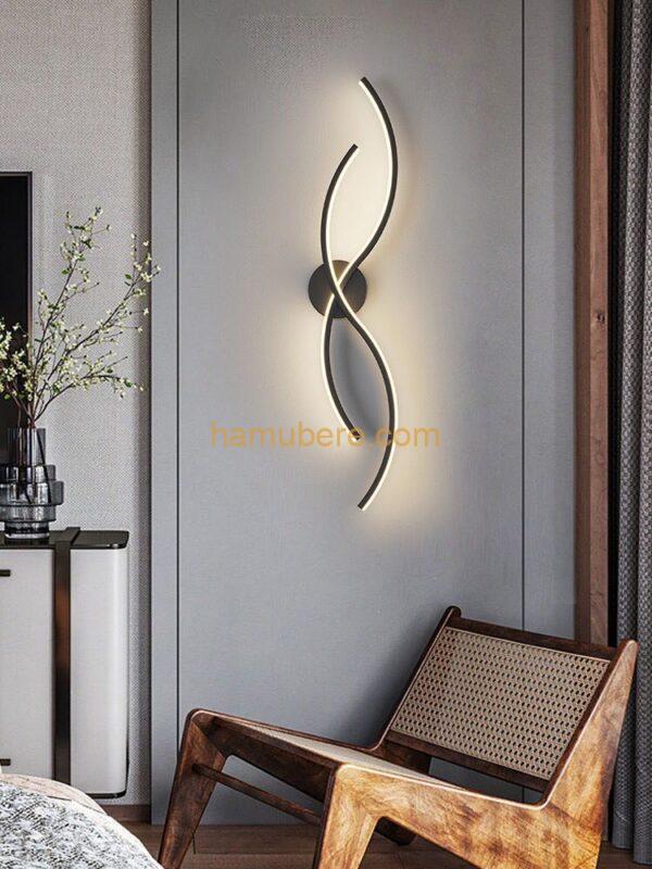 MIYORA Creative Wall Light Lighting Aluminium Modern Wall Light Indoor Hallway Wall Light Lights for Bedroom Living Room TV Background Decor 18 x 60 cm Black