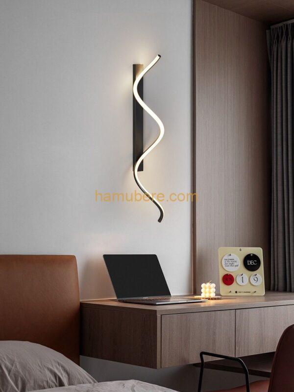Mid Century Modern Wall Sconce Black Long Strip Wall Light Indoor Dimmable Linear Wall Mounted Lamp Spiral Farmhouse Hallway Wall Lighting for Bedroom Bedside Living Room Entryway