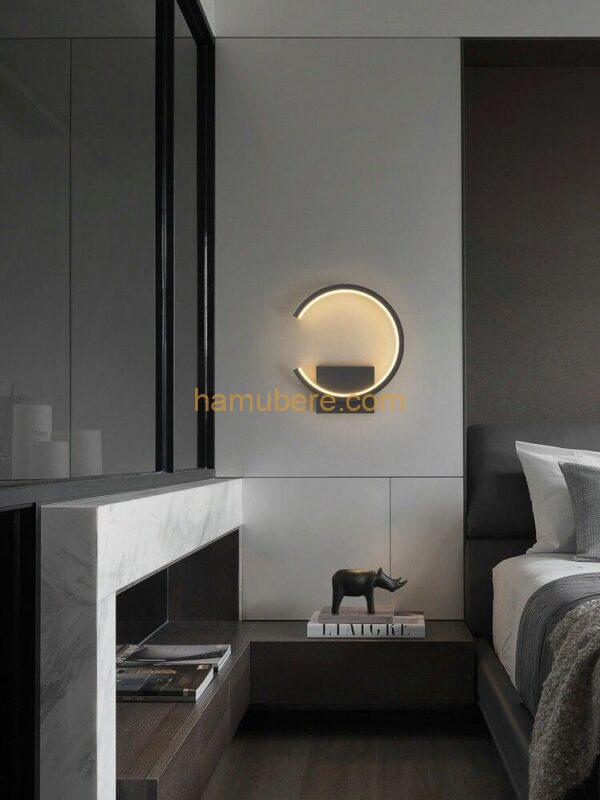 Modern Iron Wall Lantern LED Three-Color Dimmable Wall Light Indoor 10W Wall Luminaire Simple Round Wall Sconces Astigmatism Lamp Wall Mounted Light for Bedroom Living Room