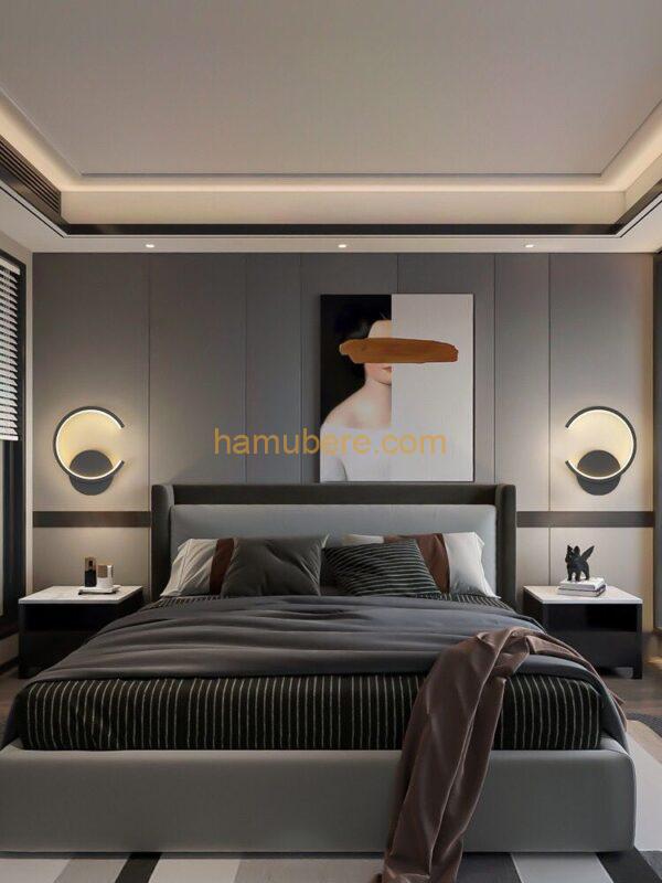 Lighting Wall Lamps, Decorative Wall Lamps Round Bedside Wall Lamp, Creative Bedroom, Living Room, Corridor, Background Wall Lighting Suitable for Bedroom Bathroom Kitchen (Color : Brass)