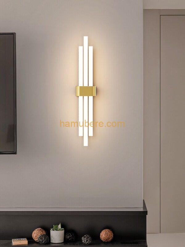 Modern LED Wall Lamp, Metal Linear Sconce with Acrylic Lampshade, Gold Corridor Decorative Lighting Washer, Atm Lamp