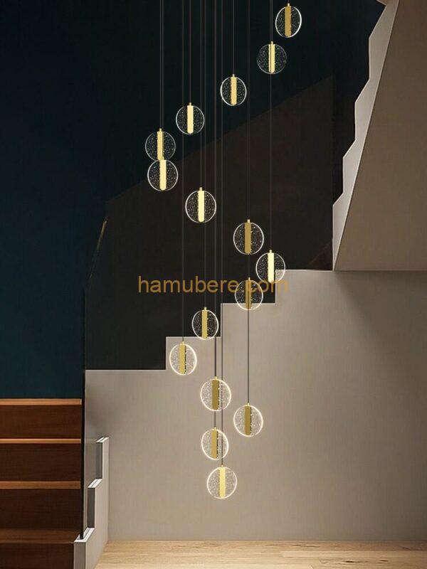 Staircase chandelier hotel lobby ceiling chandelier simple loft interior modern Nordic long chandelier hall chandelier