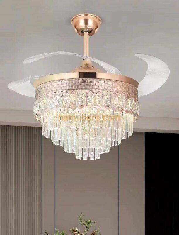 Luxury Crystal Chandelier with 6 wings Fan.