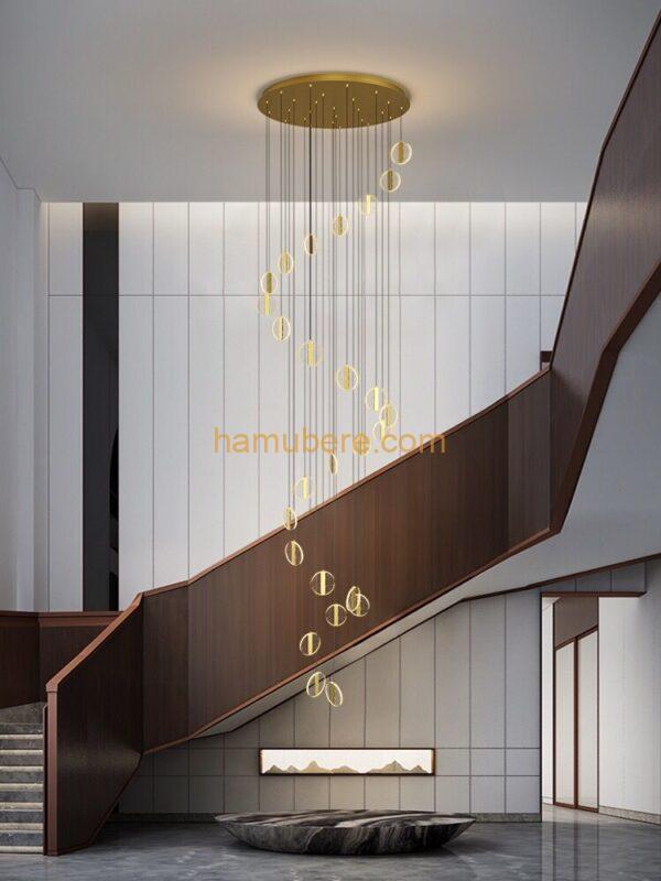 KOHKA Duplex Building Chandelier Post-Modern Light Luxury Villa Living Room Lamp Creative Lighting High-Altitude Staircase Art Lighting 18 Heads(Color:Warm Light)