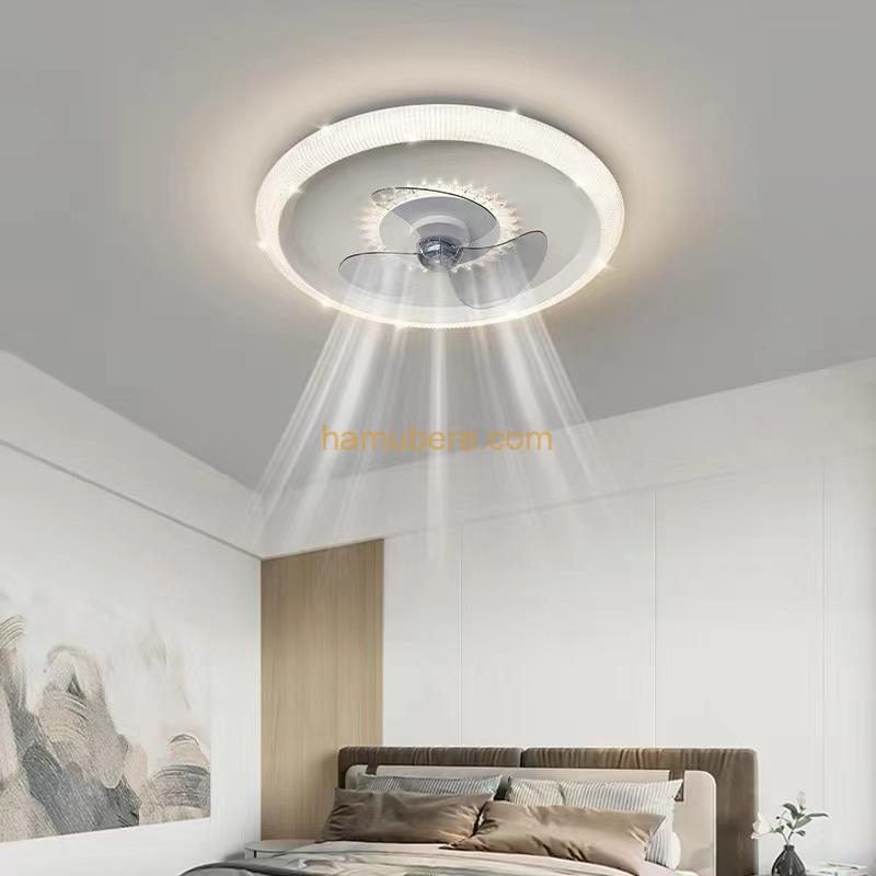 mart LED 96W Low Profile Flush Mount Ceiling Fan with Lights, Flicker Free Fan Ceiling Lighting White Home Ceiling Fan with Lamps