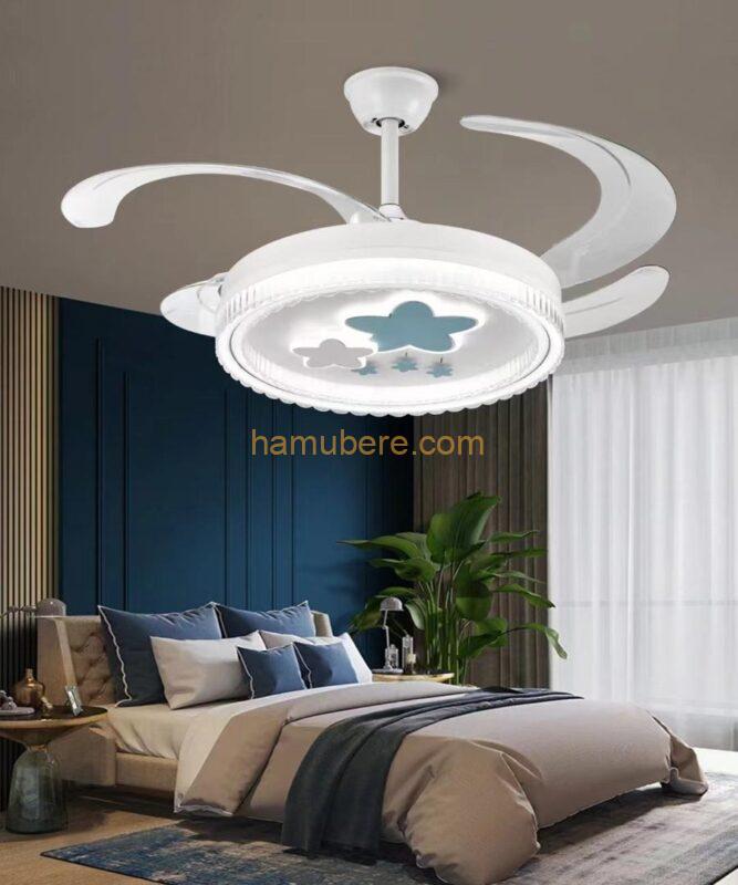 Scandinavian White Metal Ceiling Fan With Light