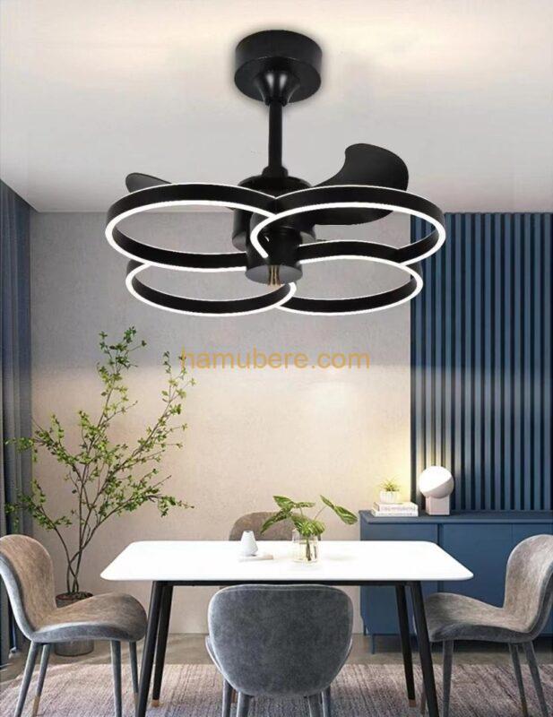 Hdc Black Modern Ceiling Fan Chandelier With Remote Control – Warm White