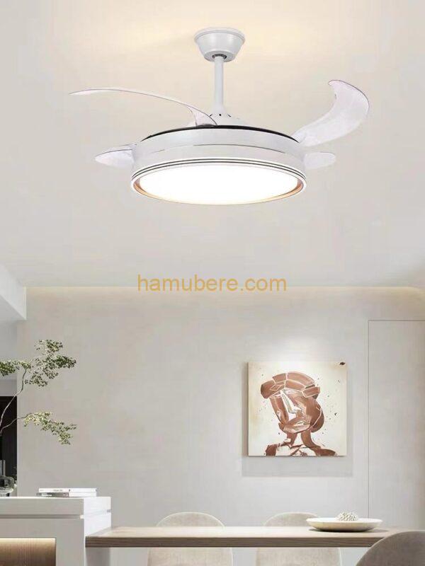 Ceiling Fan Light LED Retractable Leaf Chandelier Decor