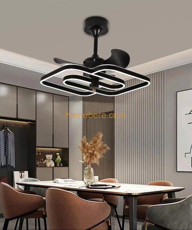 GEADI Modern LED Flush Mount Ceiling Light, 6-Heads 100W Geometric Square Ceiling Lamp Black Dimmable Flush Mount Ceiling Chandelier Lighting Fixture for Living Room Bedroom Dining Room