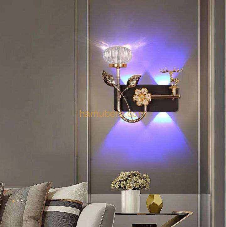 Wall Lighting – Brass Vanity Light LED Wall Sconces with Flower Shaped Acrylic Shade – Bathroom Light Fixtures Over Mirror, Gold Wall Mount Lamp