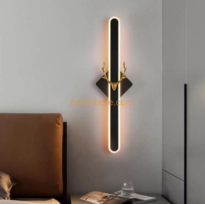 Citra 15W 500MM Modern Black Long Gold Deer LED Wall Lamp – Warm White
