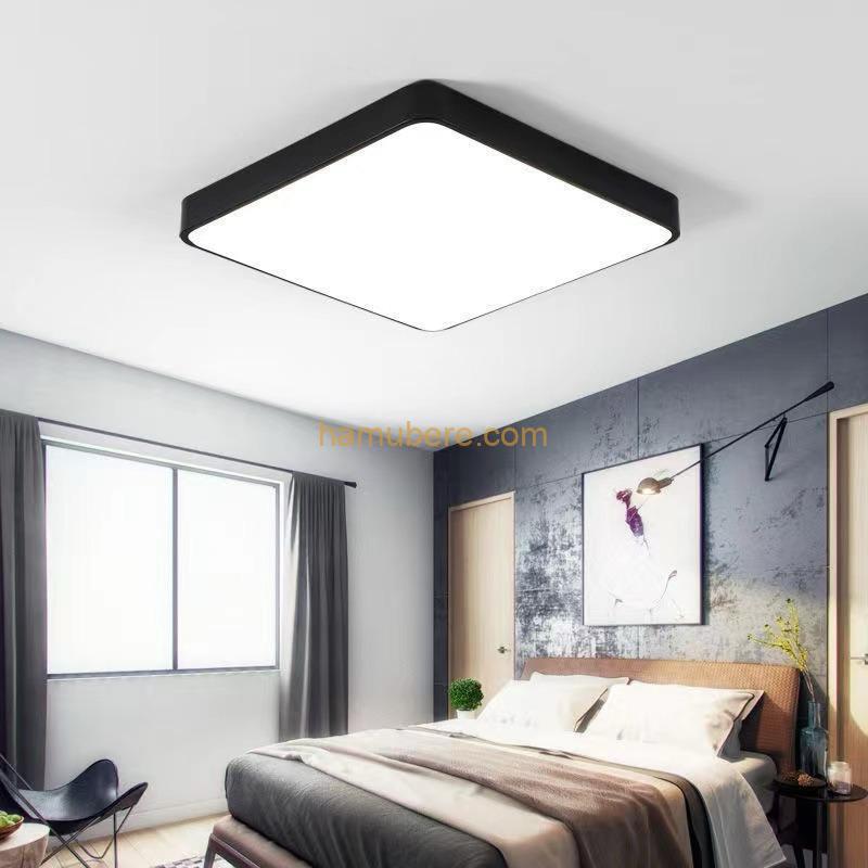 Simple Square Wrought Iron Ceiling Lamp, 1.9-inch Ultra-Thin Ceiling Light, LED Flush Mount Flat Lamp