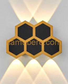Internal Wall Lights Modern Outdoor Outdoor Wall Corridor Decorative Mains Powered Up Down LED Warm White Outside Wall Lamps IP65 Waterproof Black Aluminium Hexagons