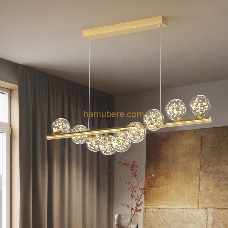 Modern Long Glass Ball Chandelier