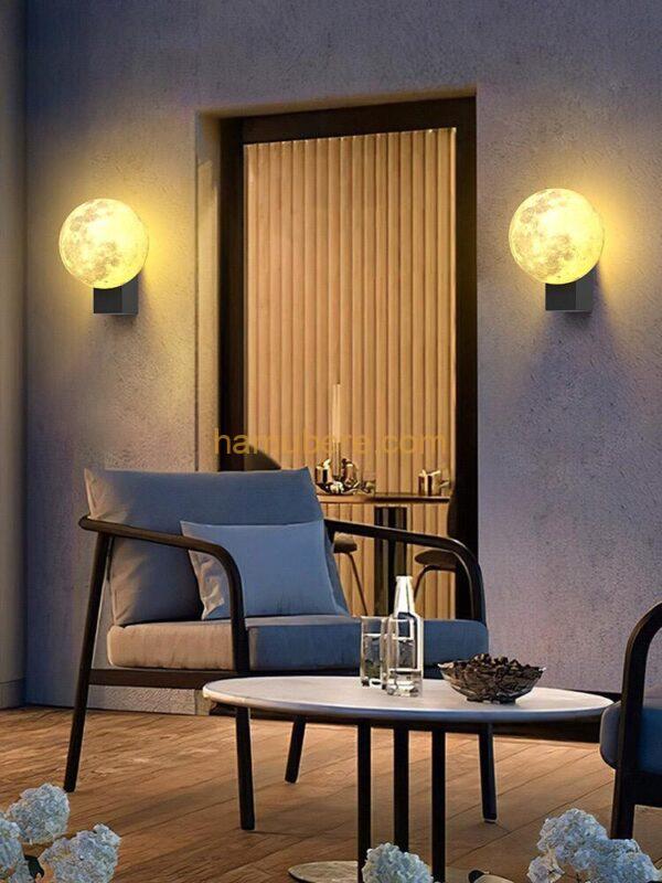 Close To Ceiling Lights Dimmable Modern LED Ceiling Light Semi Flush Mount 3D Moon Hallway Ceiling Lights White Milk Ball Small