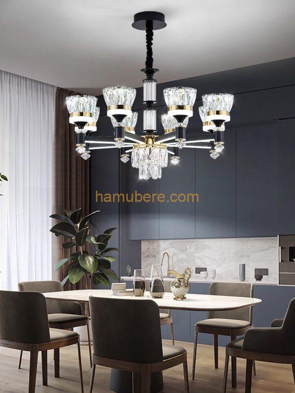 Modern Crystal Chandelier 6/8-Light Black Pendant Light