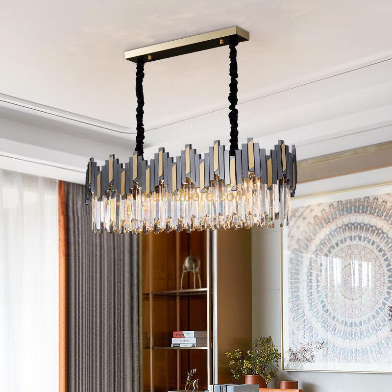 Crystal Gold Chandelier Ceiling Light Black Roof Lighting