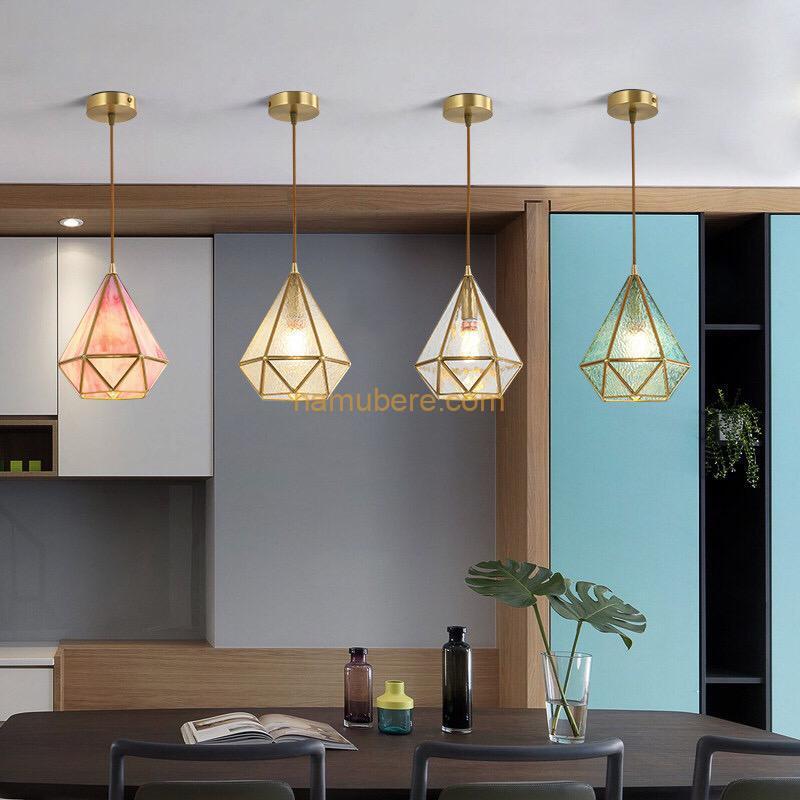 Diamond Shape Multicolor Glass Hanging Lights