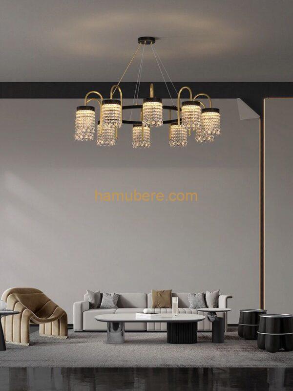 Modern Sputnik Chandeliers Crystal Pendant Light with 9 Lights Contemporary Gold Chandeliers