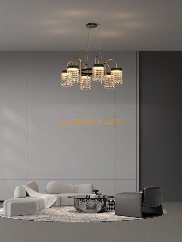 Modern Sputnik Chandeliers Crystal Pendant Light with 6 Lights Contemporary Gold Chandeliers