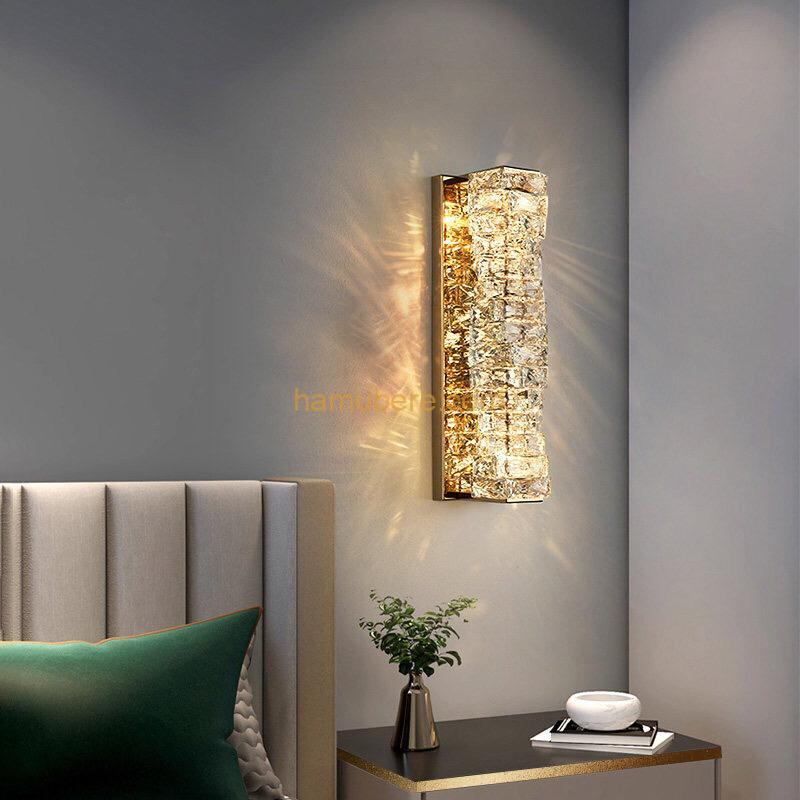 Indoor Crystal Glass Wall Light Fixtures Rectangle Style Modern Elegant Wall Mount
