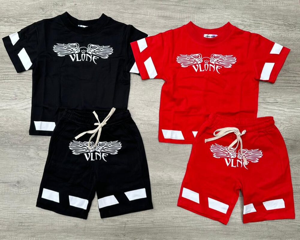 Children Clothes for Boy Summer Letter Print T-Shirt and Shorts Two-piece Set Black Red White Blue 4-14 Years Kids Sport Suits
