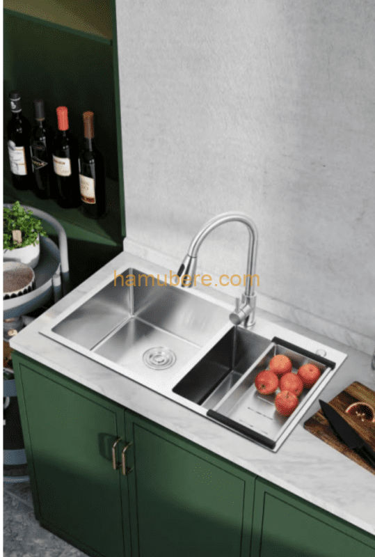 Plantex Kitchen Sink/Stainless Steel Double Bowl Handmade Kitchen Sink with Built-in Dustbin