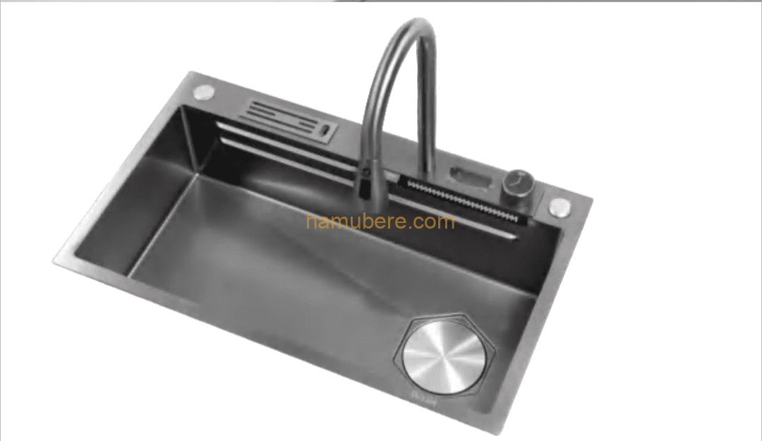 Kitchen Flying Rain Waterfall Sink, Single Bowl Rectangular Stainless Steel Sink
