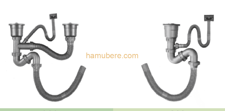 Outgeek Drain Kit Stainless Steel Drain Hose Drain Pipe for Kitchen Sink