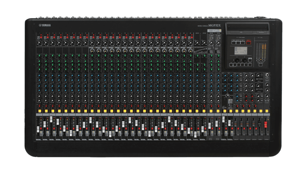 MGP32X ANALOG MIXER The MGP32X is a 32-channel mixing console with iPhone/iPod connectivity, compression and digital effects. This mixer is appropriate to a wide range of professional applications from portable P.A. to fixed installation. The MGP32X featu