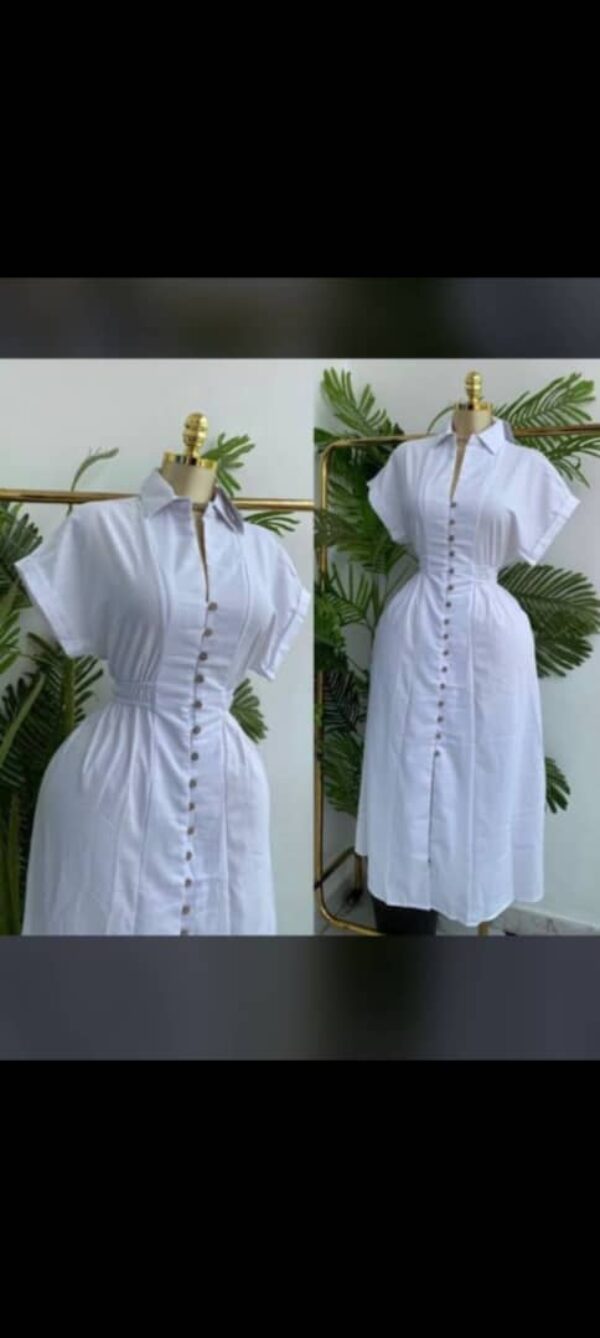 Luxury Long White Buttons Dress