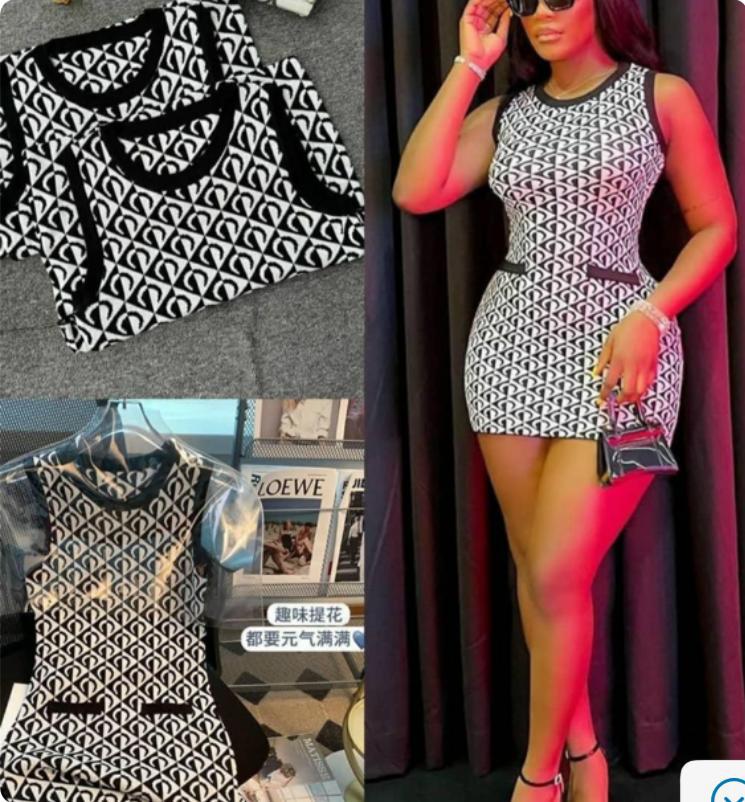 Summer New Slim Fit Crescent Sleeveless Tank Top Mid Length Knitted Dress Women