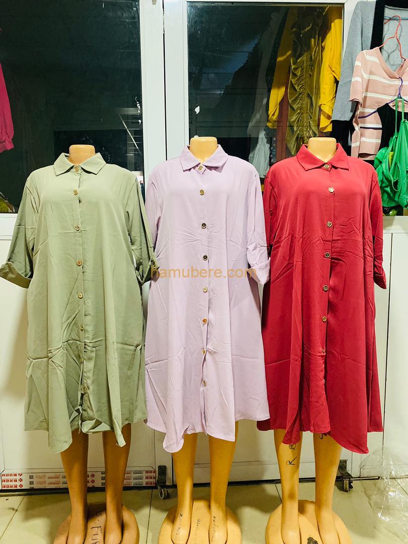 Women’s Loose Long Sleeve Shirt Dress with Pocket
